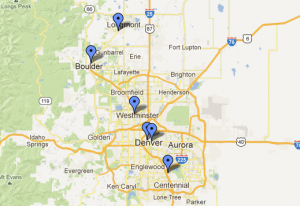 Click on this map to find any Dental Health Colorado dentist with locations in Denver, Westminster, Boulder and Longmont.